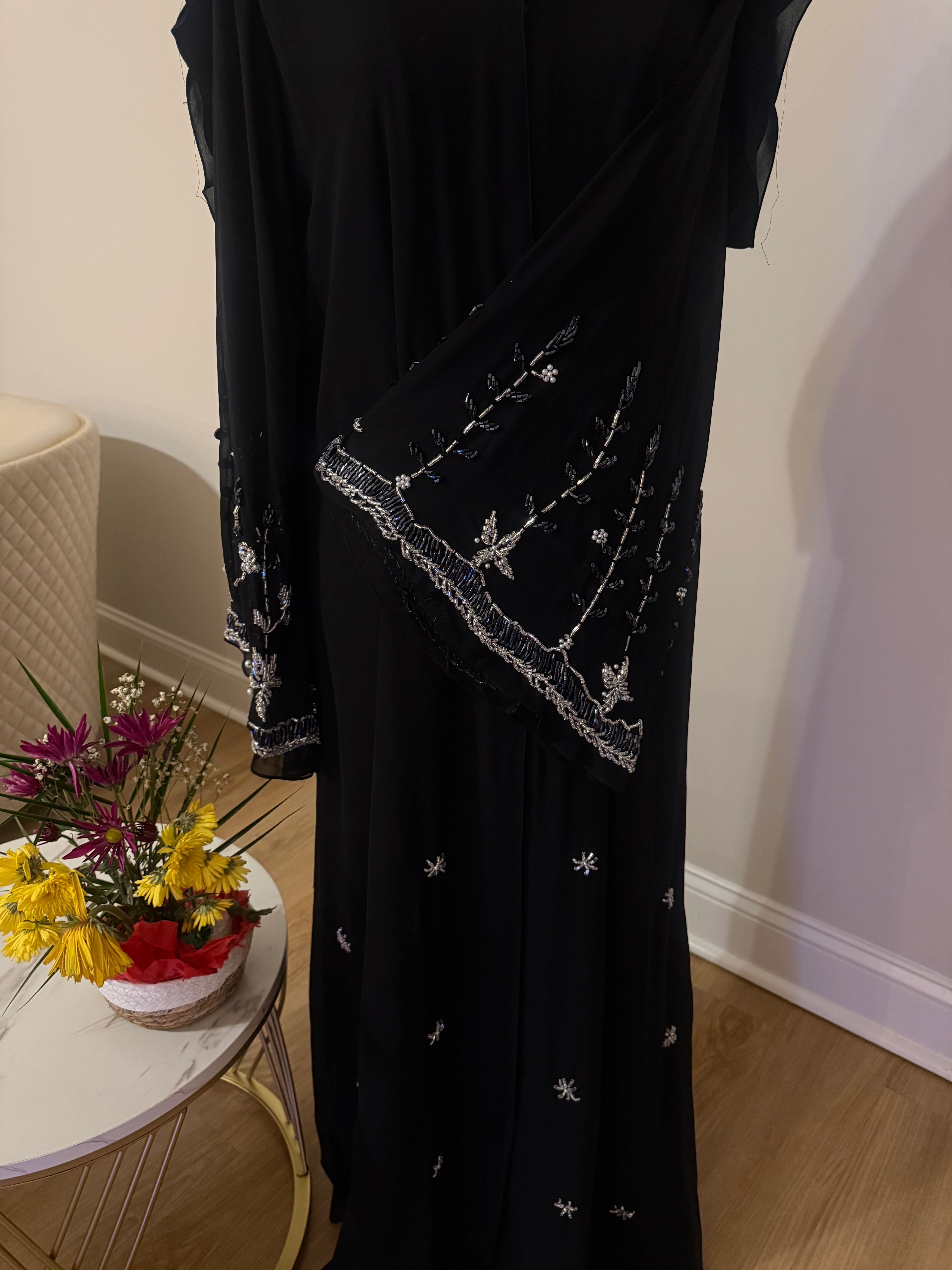 Midnight Noir Beaded Abaya
