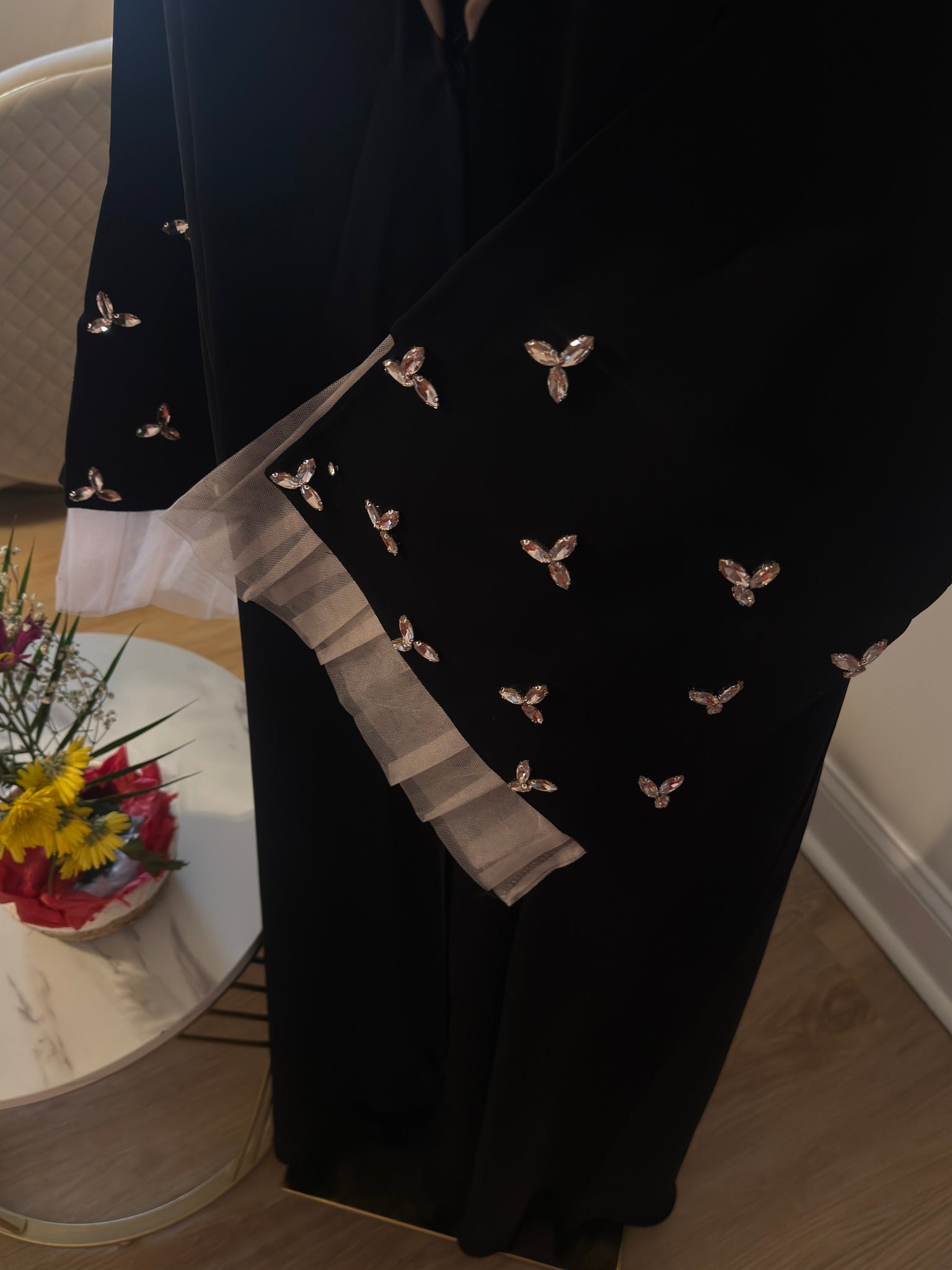 Blush Pink Crystal Elegance Abaya