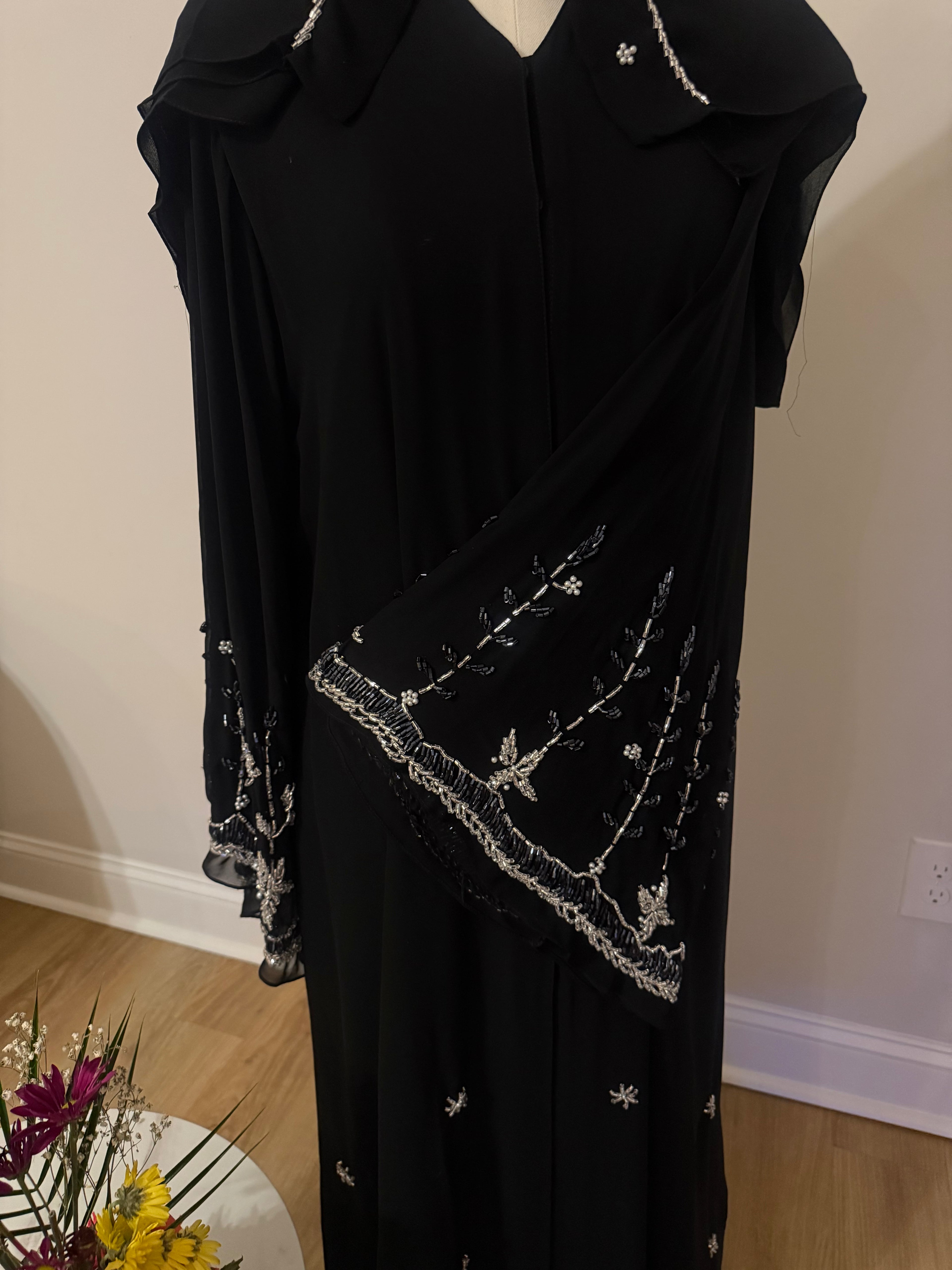 Midnight Noir Beaded Abaya