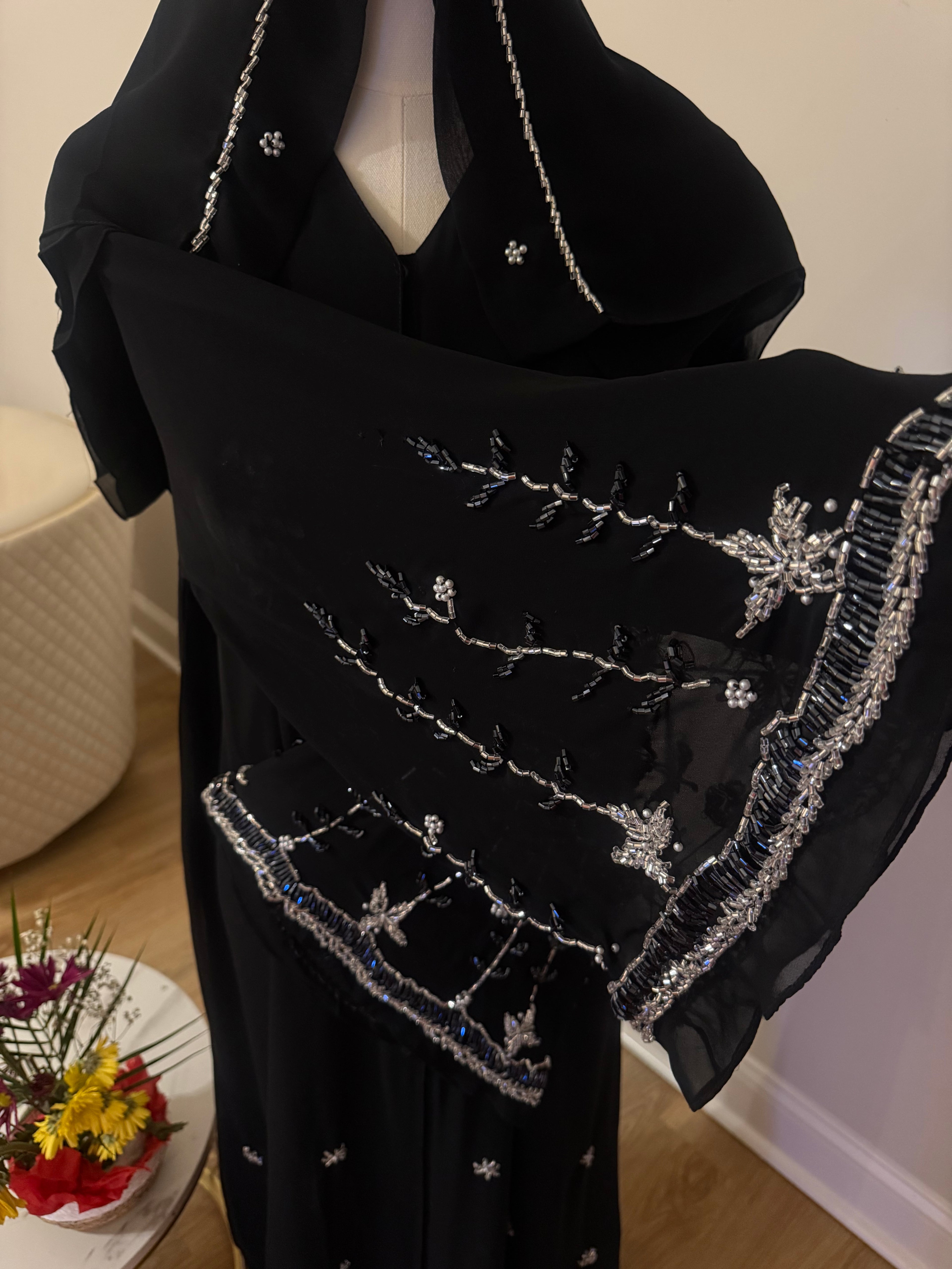 Midnight Noir Beaded Abaya