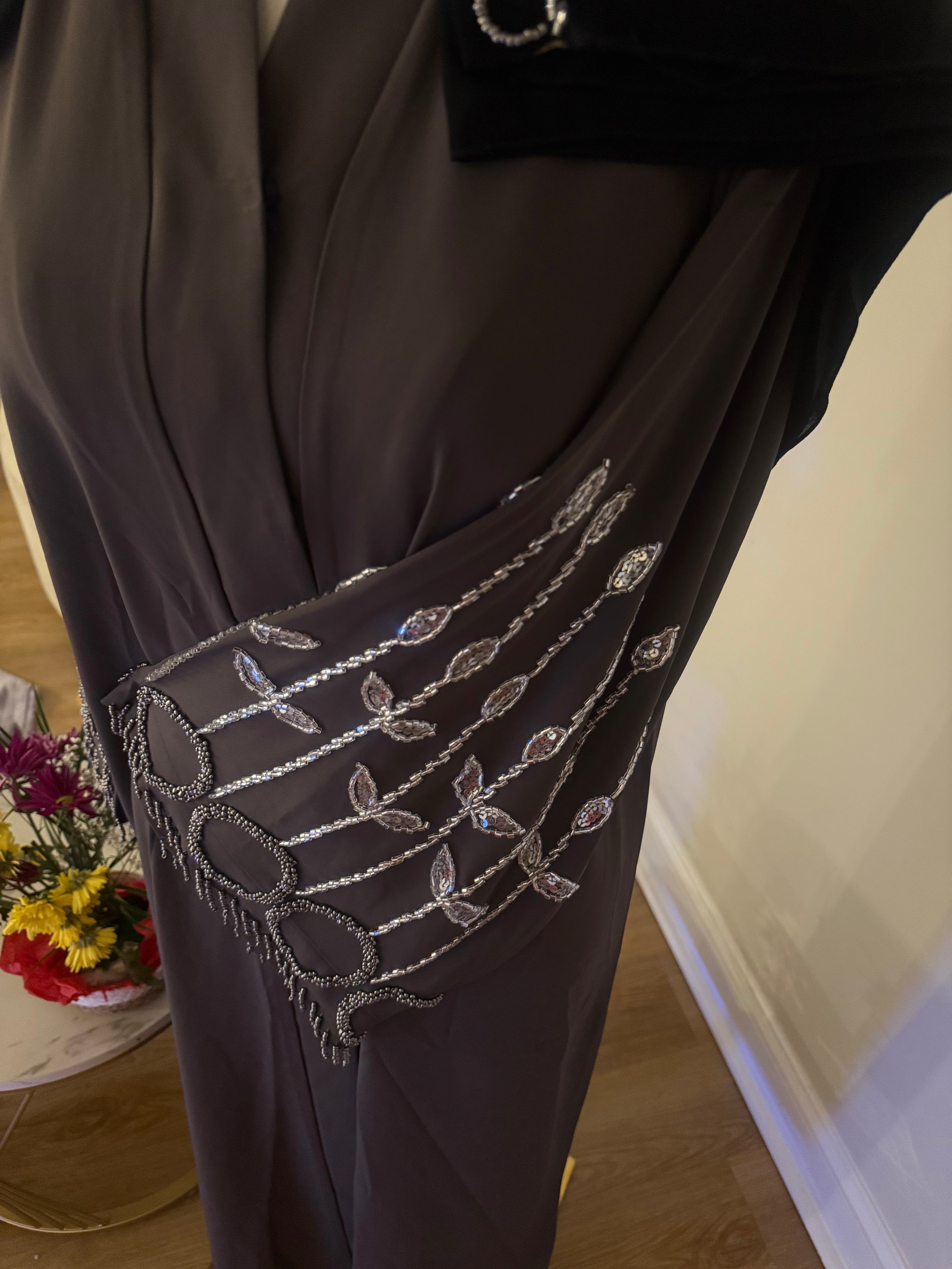 Dusty Amethyst Hand-Beaded Abaya