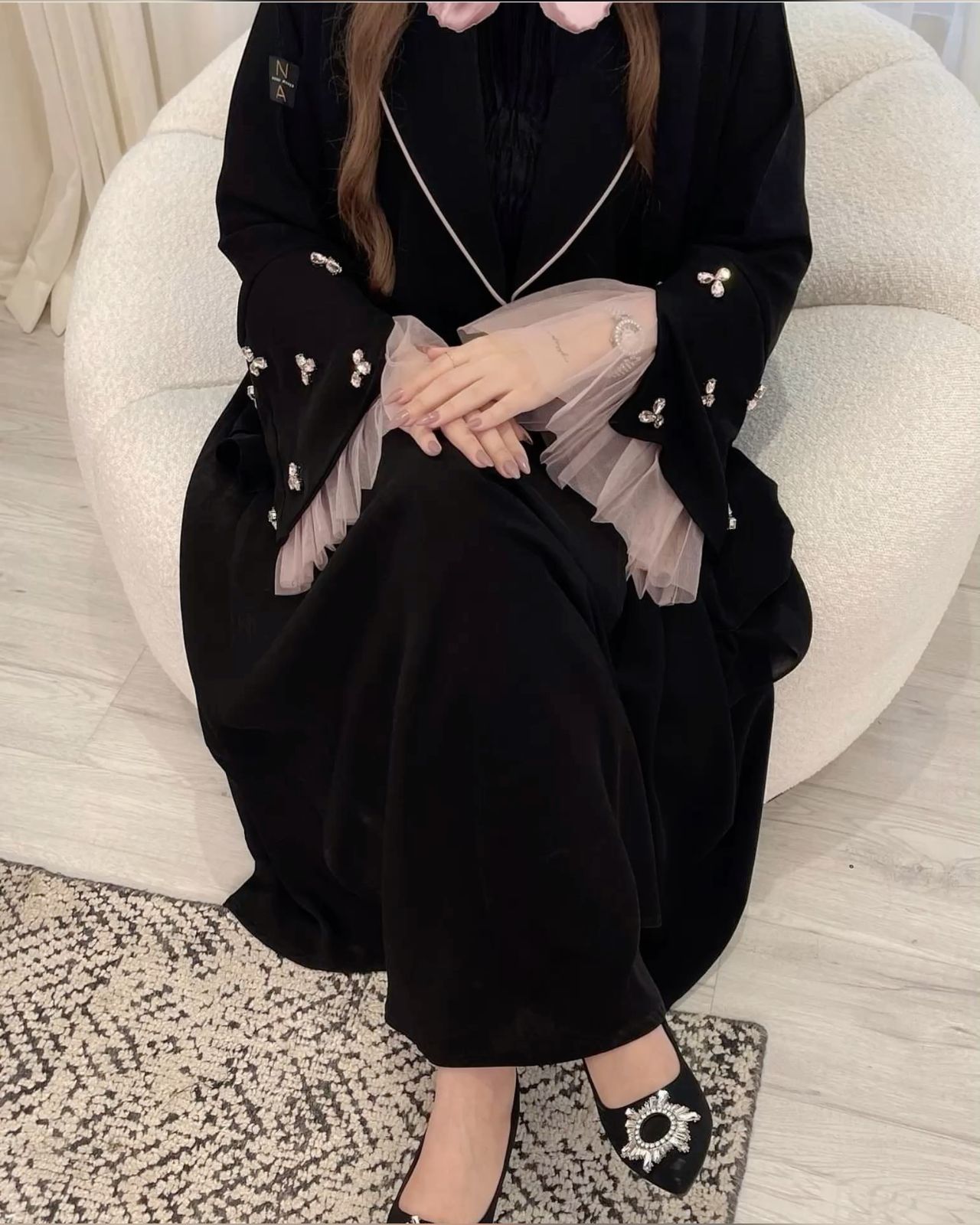 Blush Pink Crystal Elegance Abaya